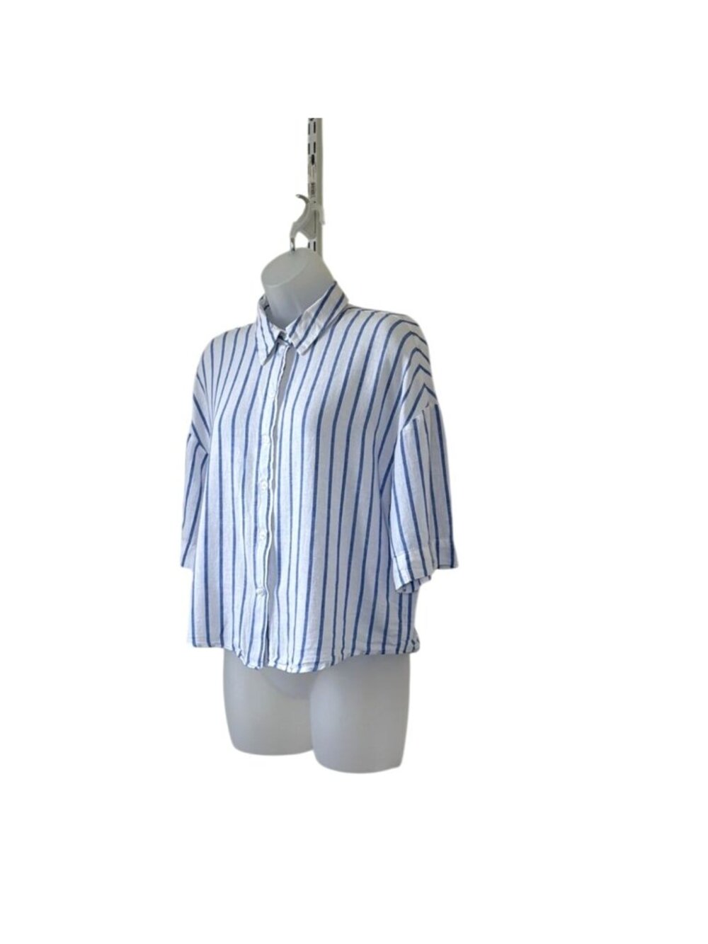 H&M Linen Blend Striped Button-Up Collared Shirt Women's XS - Picture 10 of 10